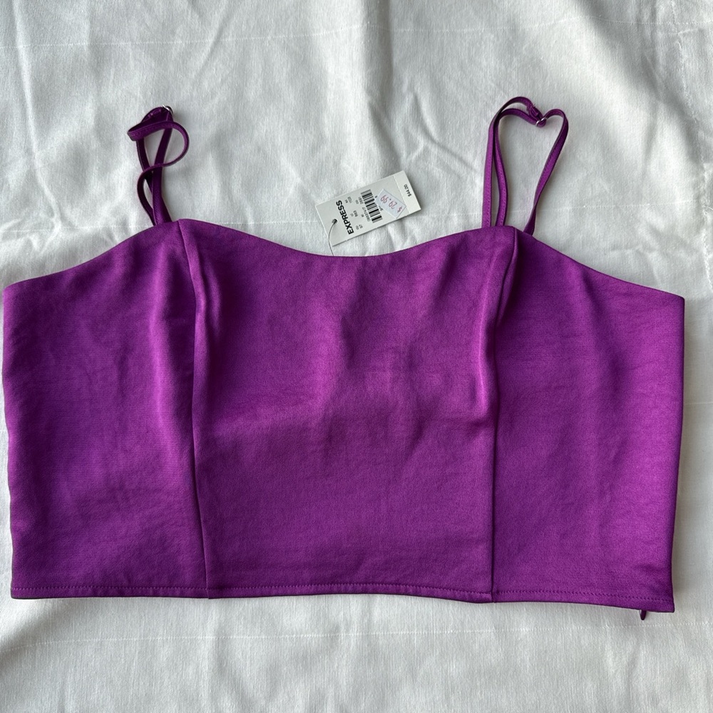 Express Purple Spaghetti Strap Crop Top